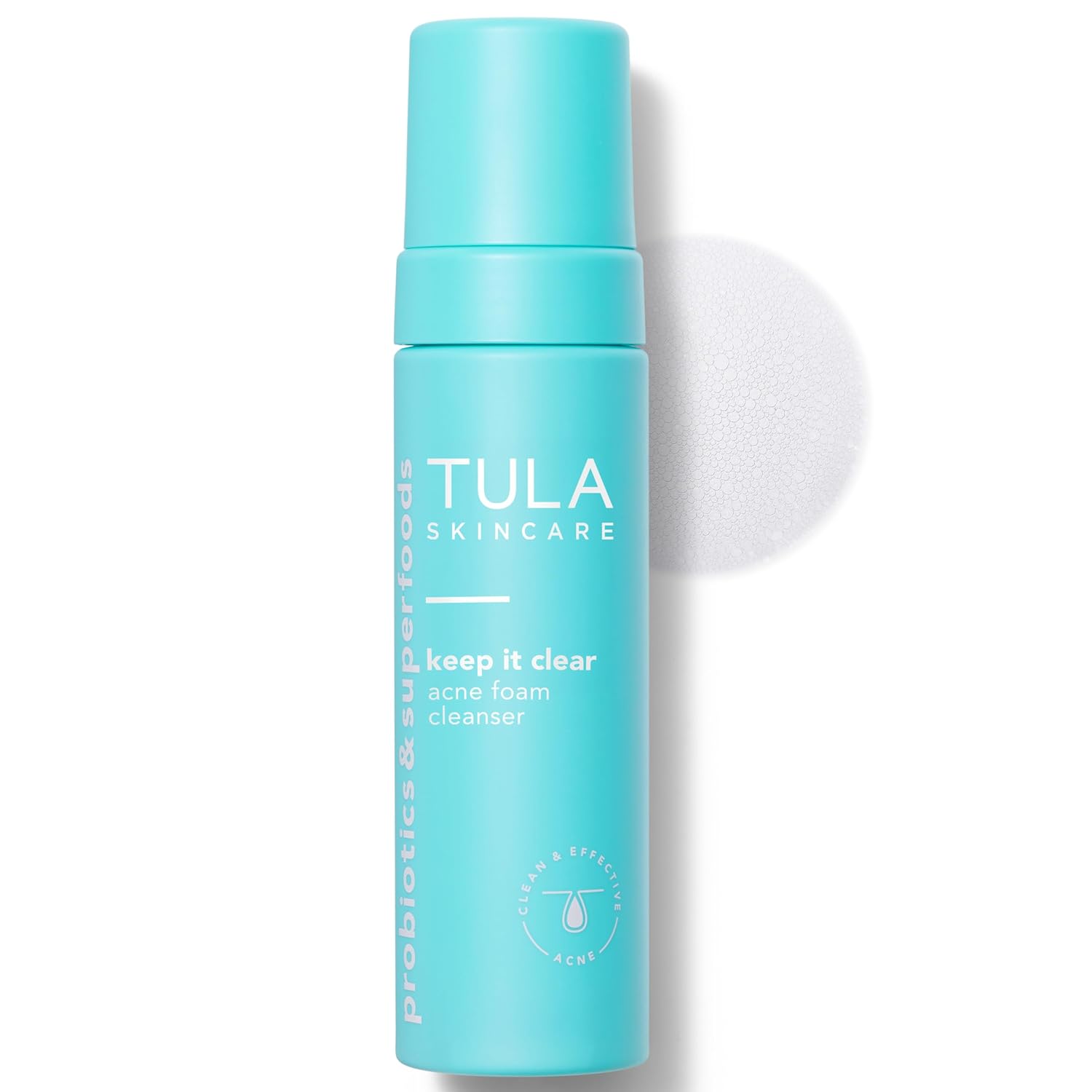 TULA Skin Care Keep It Clear - Acne Foam Cleanser, Contains Salicylic & Azelaic Acid & Probiotics, Clears & Soothes Acne, Brightens Past Blemish Marks, 6.3 fl oz.